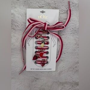nOir Jewelry Red and Pink Shoe Lace Set with Charms